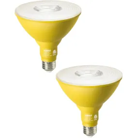 Dimmable 18W(120W Equivalent) E26 Base Yellow Flood Light Bulb, 2 Pack-HDCP38C