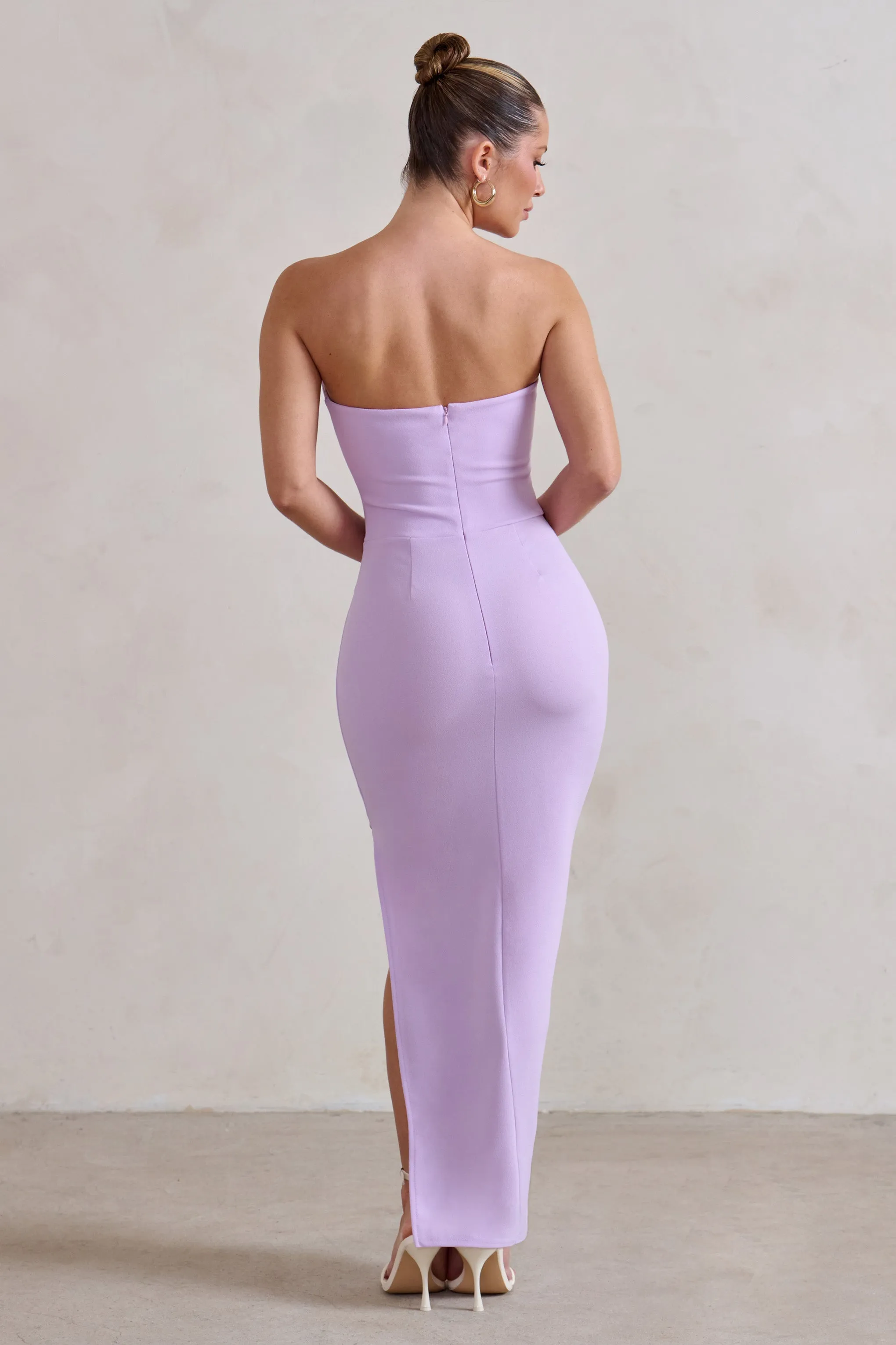 Dina | Robe longue bandeau lilas avec fente