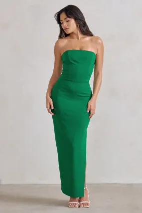 Dina | Robe longue bandeau verte avec fente