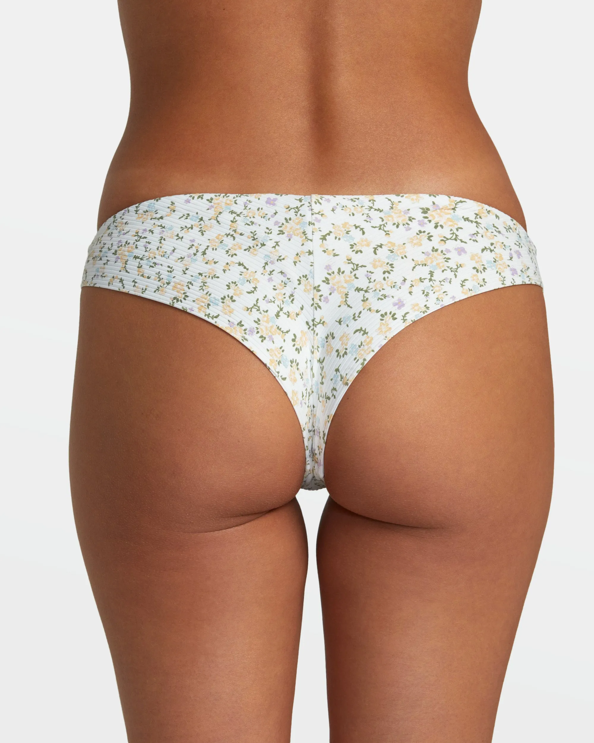 Ditsy Flo Medium Coverage Bikini Bottoms - Whisper White