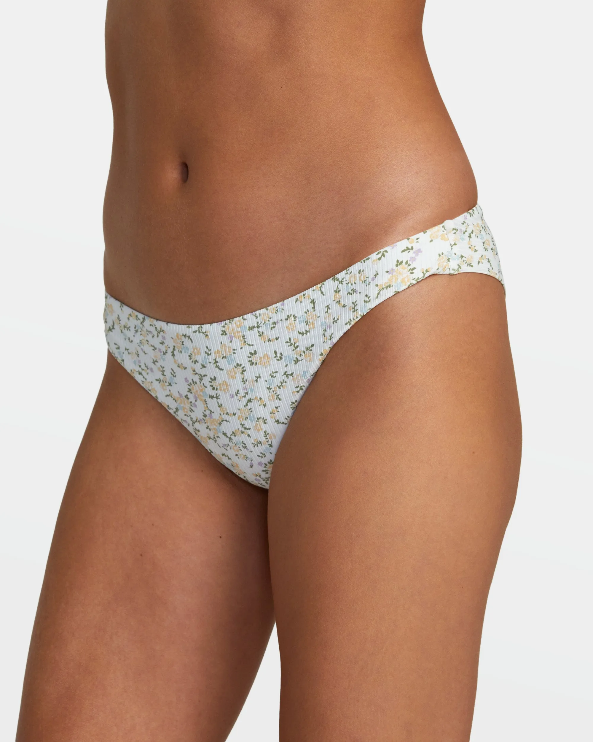 Ditsy Flo Medium Coverage Bikini Bottoms - Whisper White