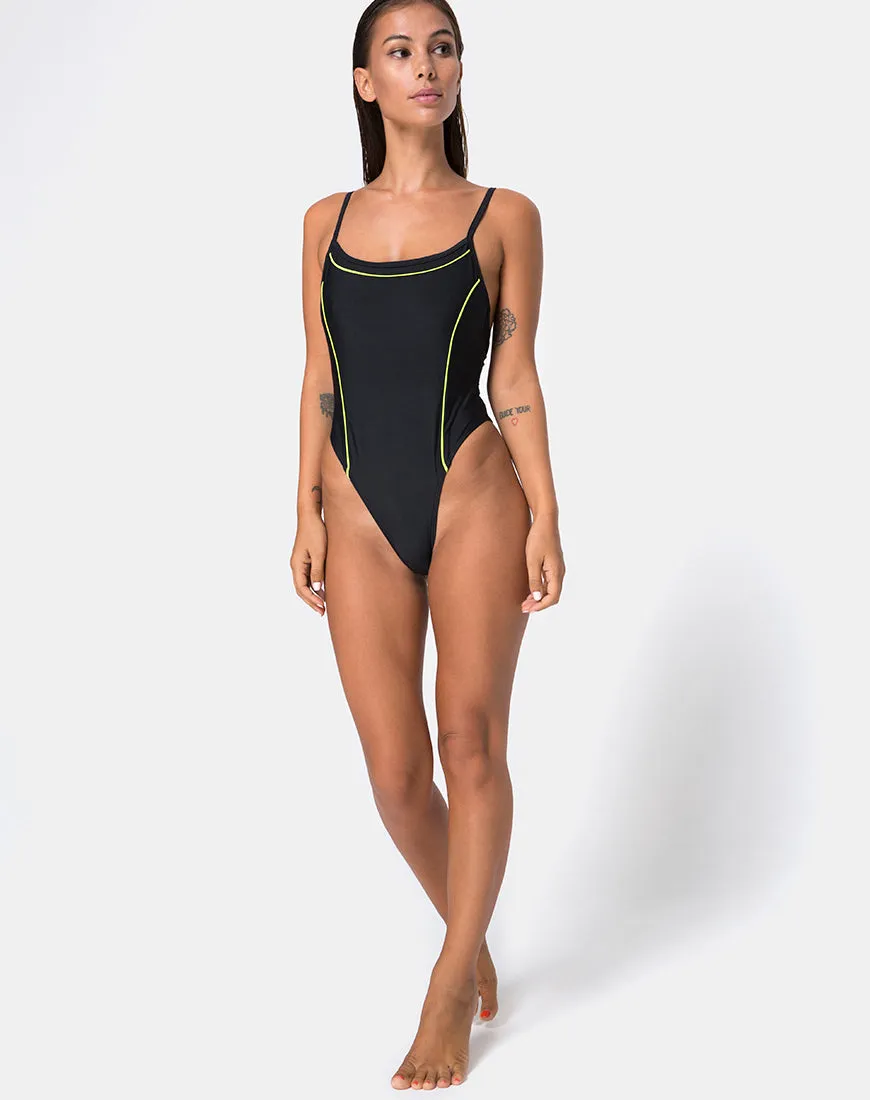 Dolce Swimsuit in Black Contrast Piping