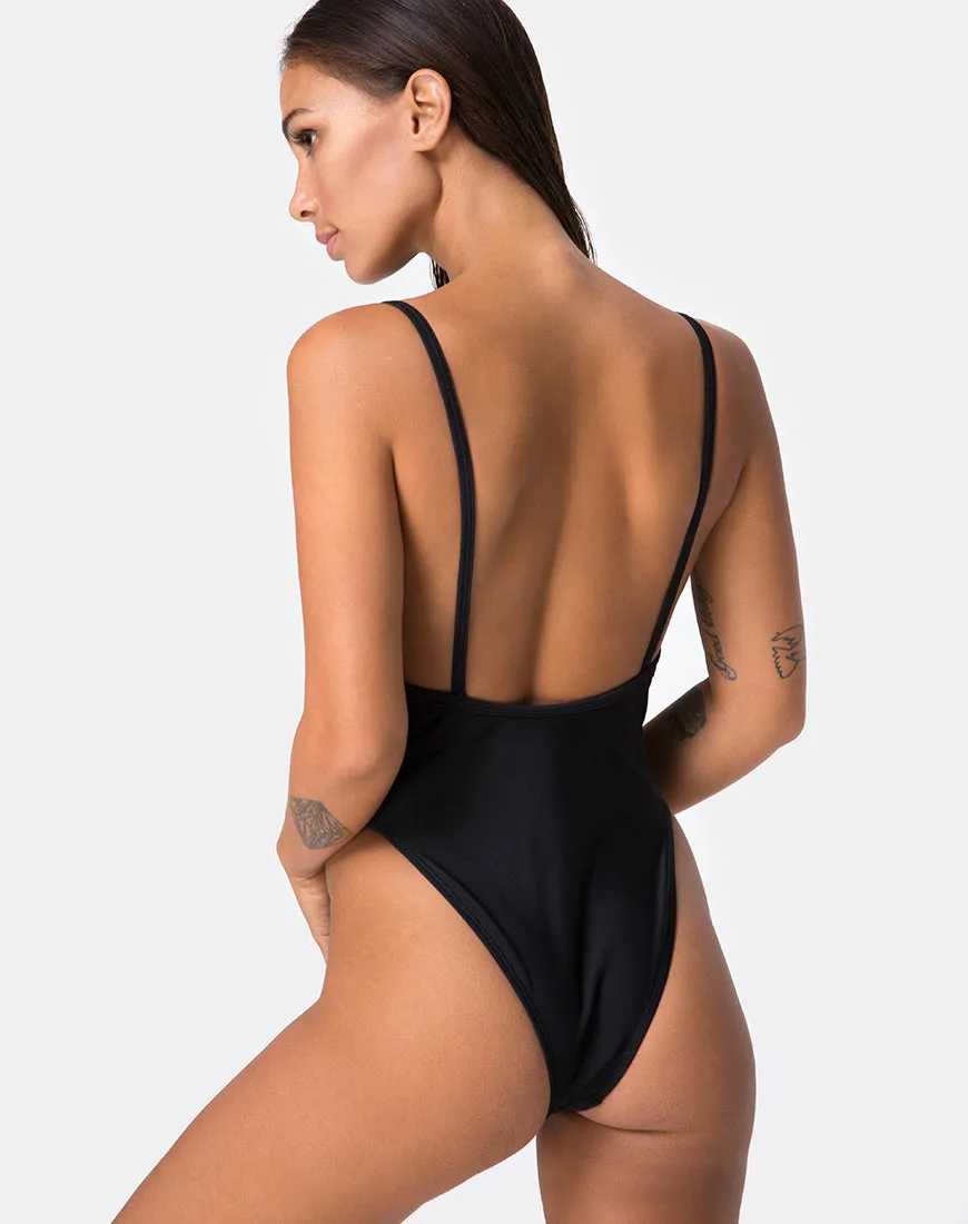 Dolce Swimsuit in Black Contrast Piping