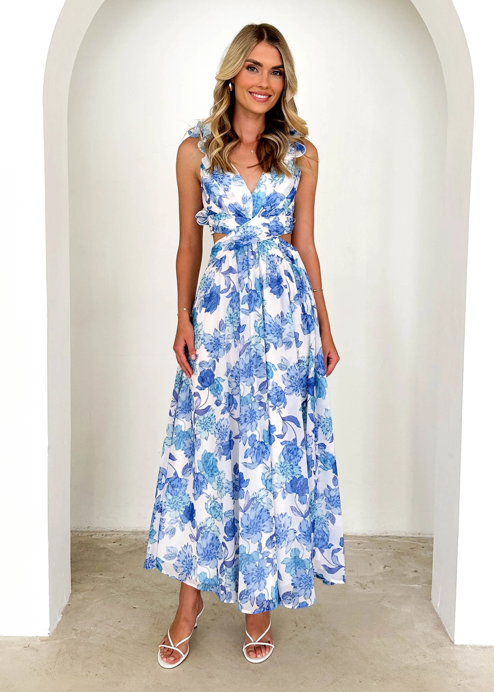 Elba Maxi Dress - Blue Floral