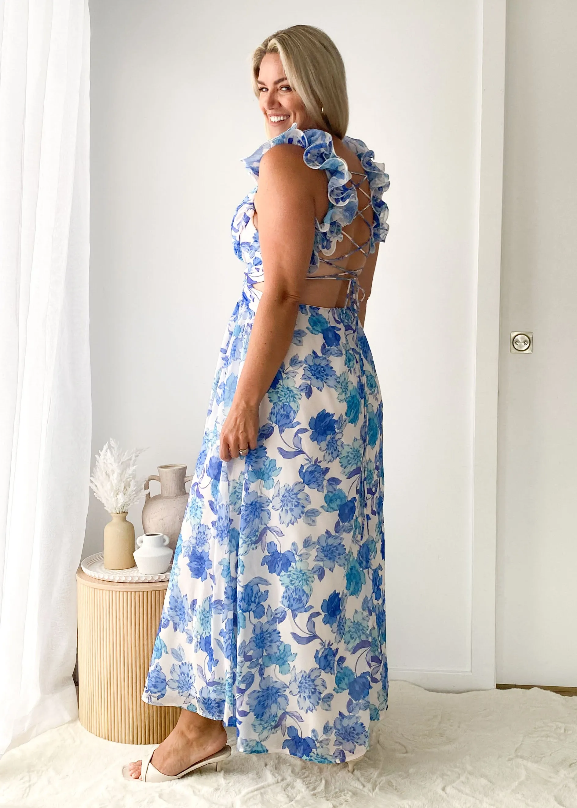 Elba Maxi Dress - Blue Floral