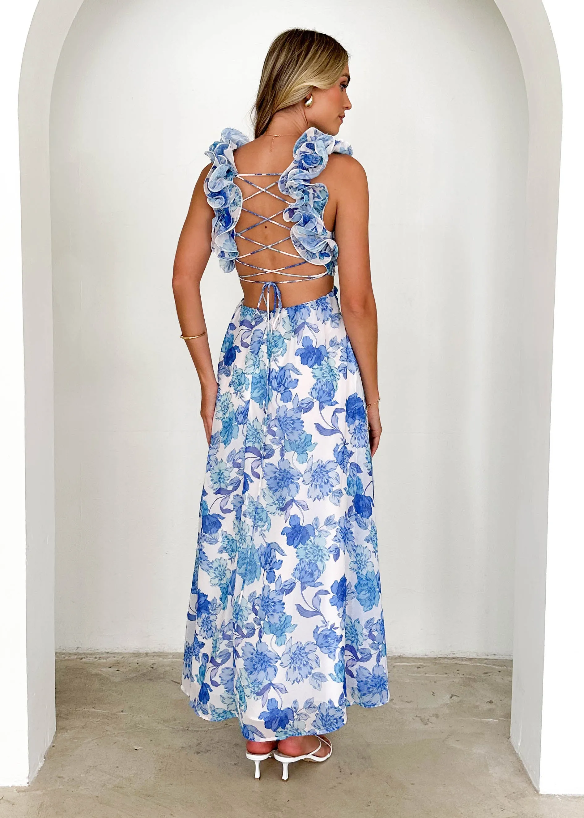 Elba Maxi Dress - Blue Floral