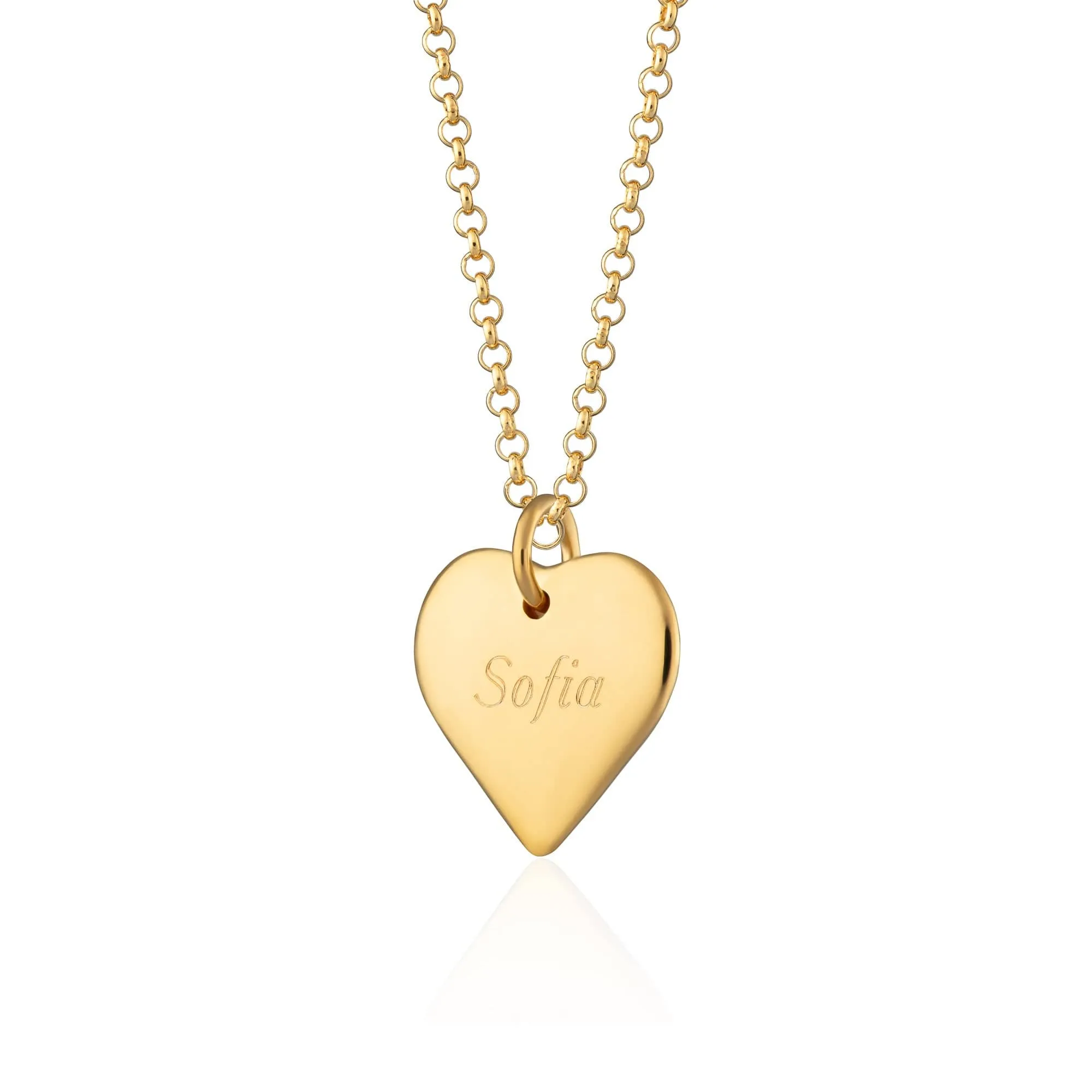 Engraved Gold Plated Heart Necklace (Medium)