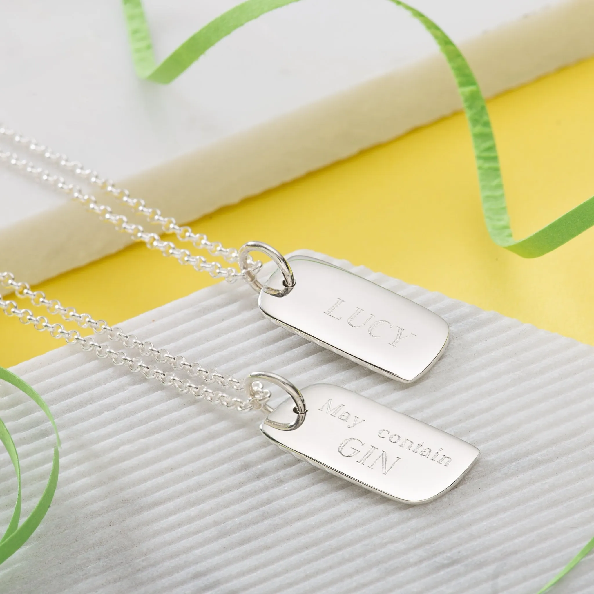 Engraved Silver Tag Necklace (Small)