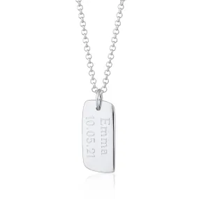 Engraved Silver Tag Necklace (Small)