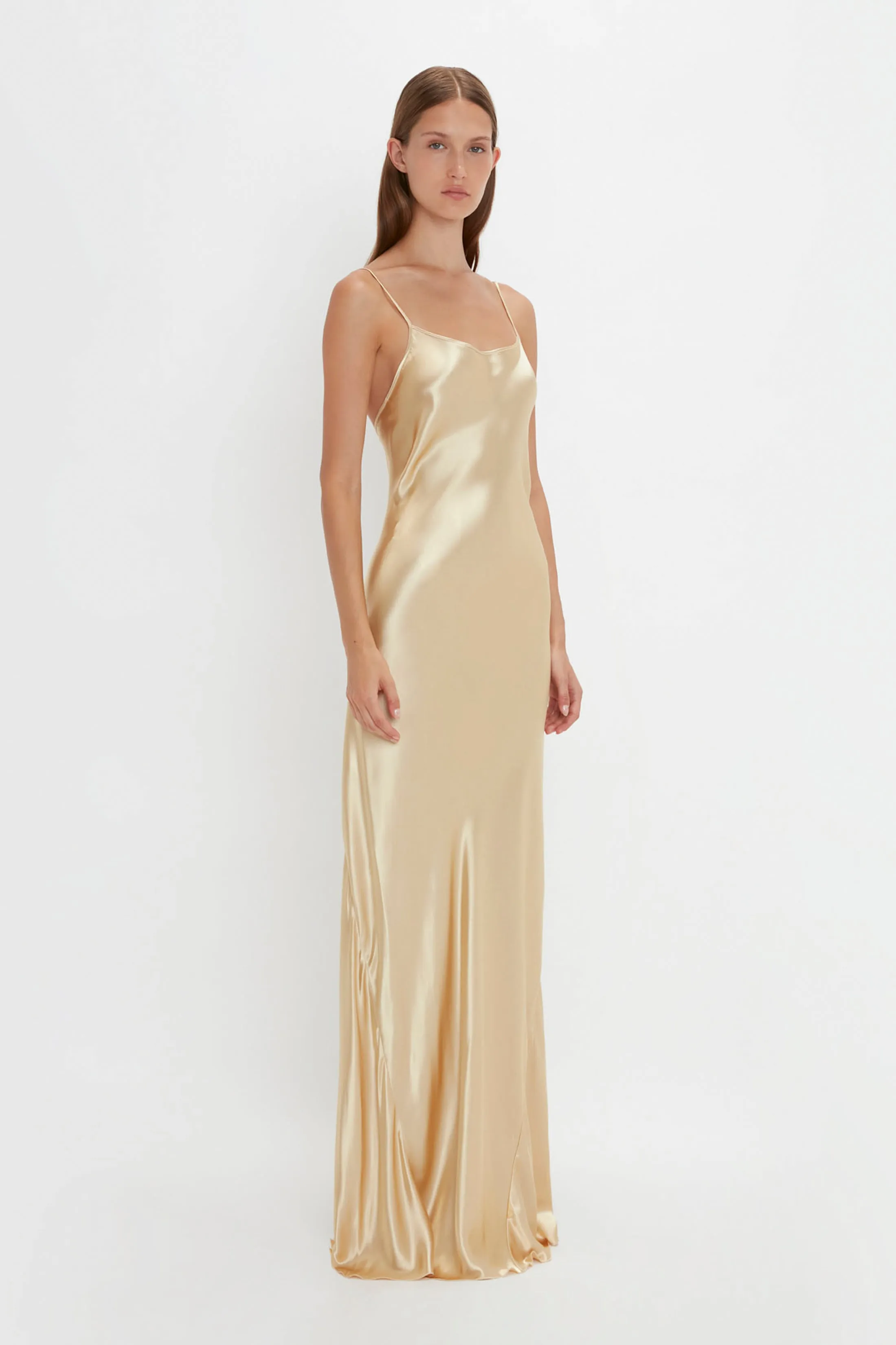 Exclusive Floor-Length Cami Dress In Gold