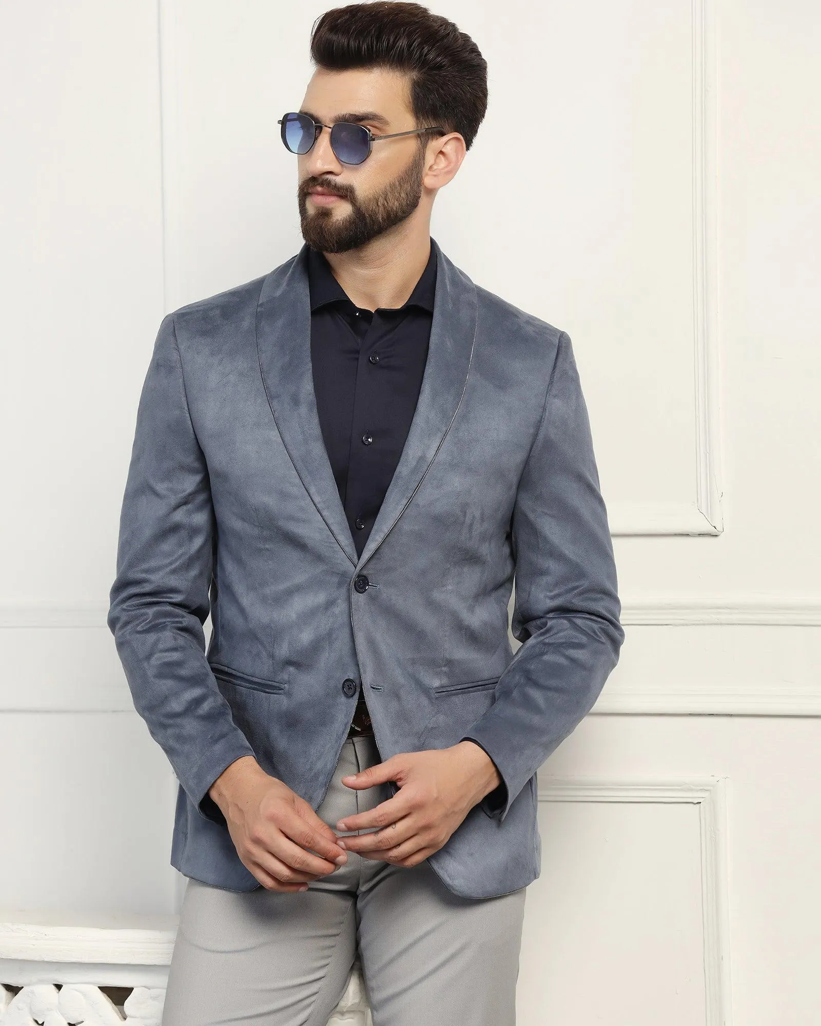 Formal Navy Solid Blazer - Alcazar