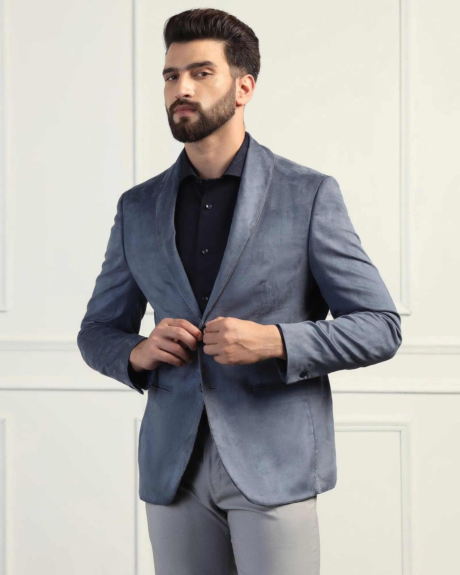 Formal Navy Solid Blazer - Alcazar