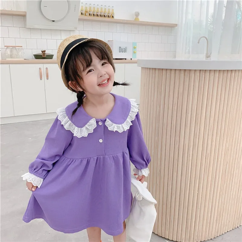 Girls Patchwork Collar Party Dress