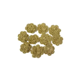 Golden Zari Thread Floral Motif for Jewelry, Craft or Decoration - 11502