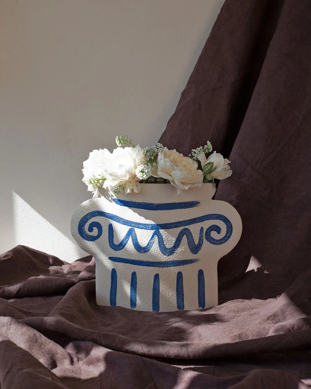 'Greek Column' Ceramic Illustrated Vase