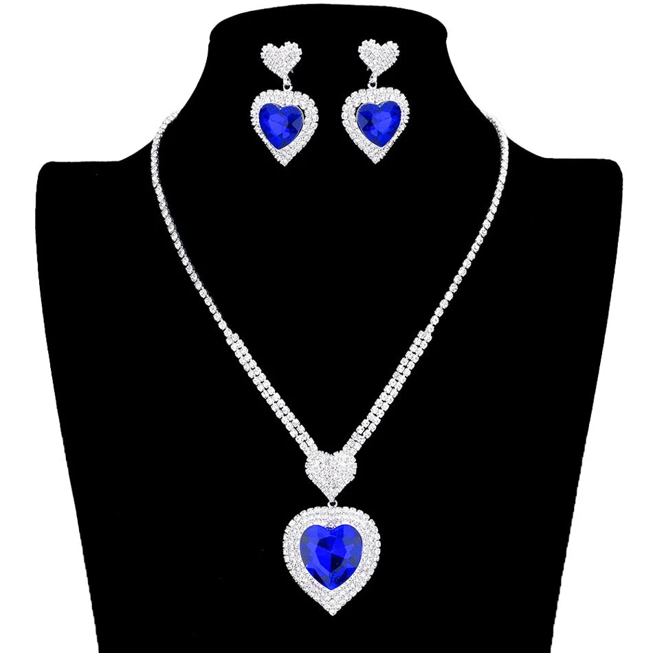 Heart Crystal Rhinestone Drop Necklace