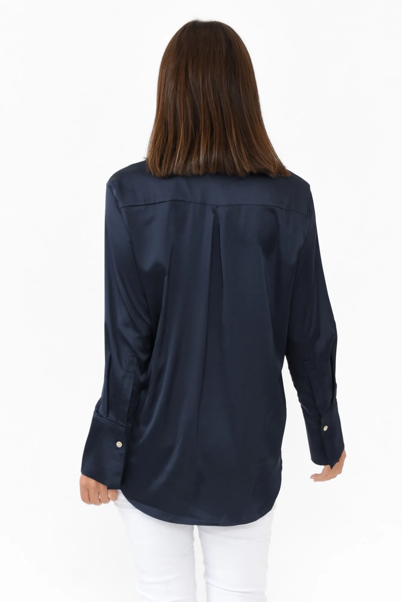 Honor Navy Satin Shirt