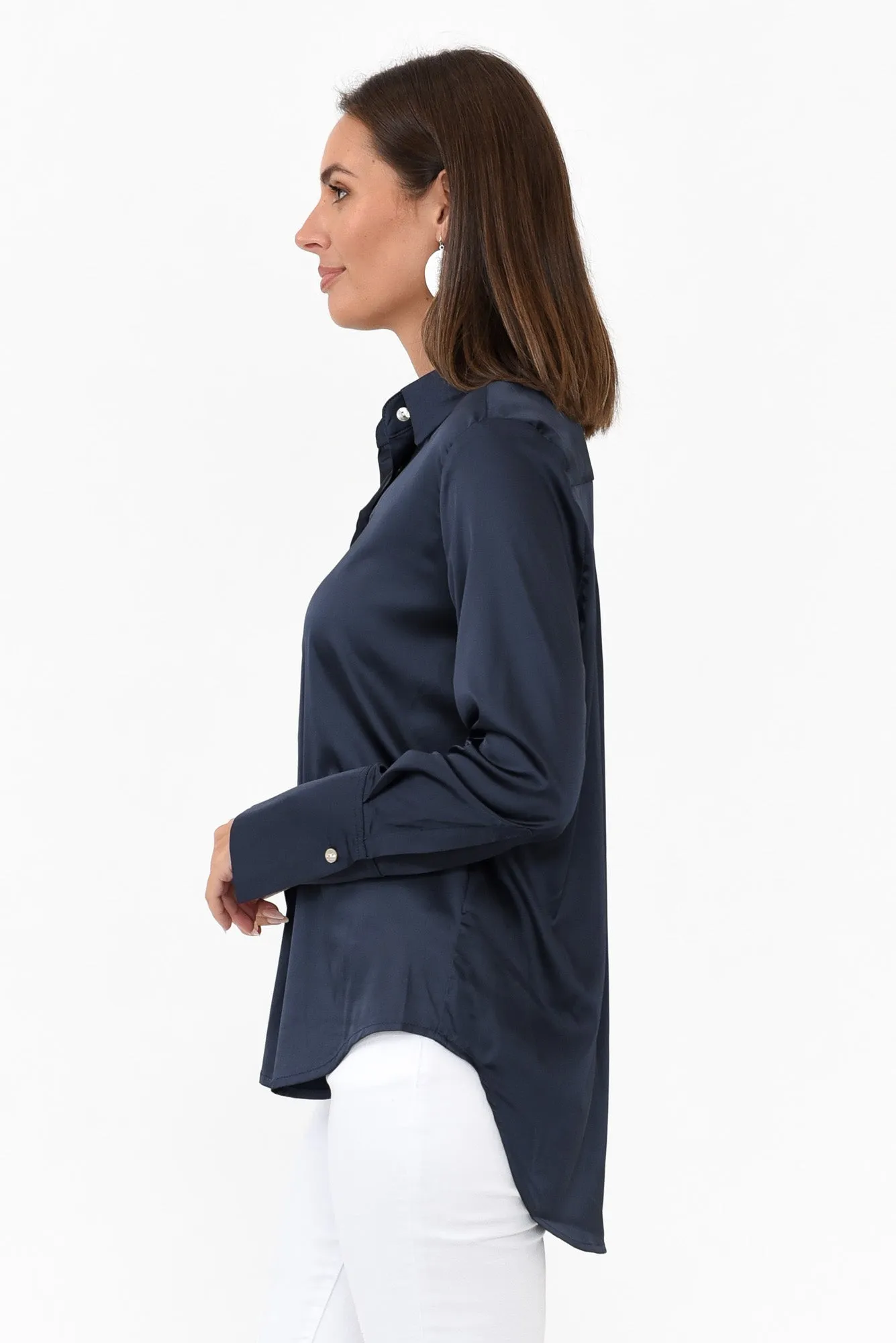 Honor Navy Satin Shirt