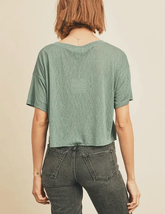 Iris Cropped Raw Hem Tee