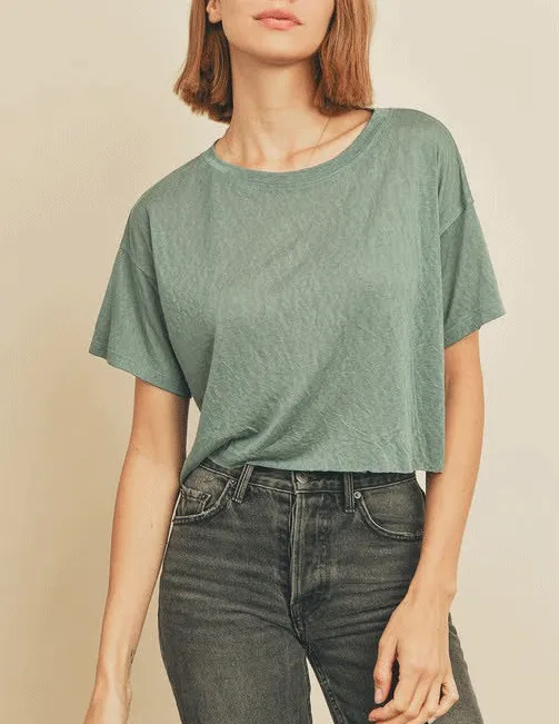 Iris Cropped Raw Hem Tee