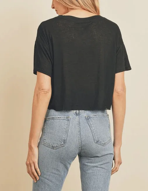 Iris Cropped Raw Hem Tee