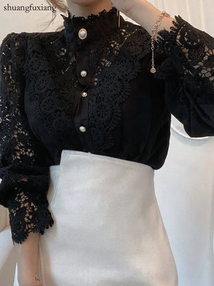 Lace Patchwork Long Sleeve Shirt