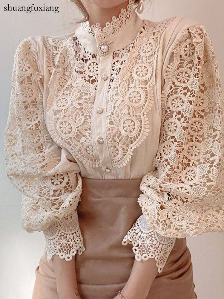 Lace Patchwork Long Sleeve Shirt