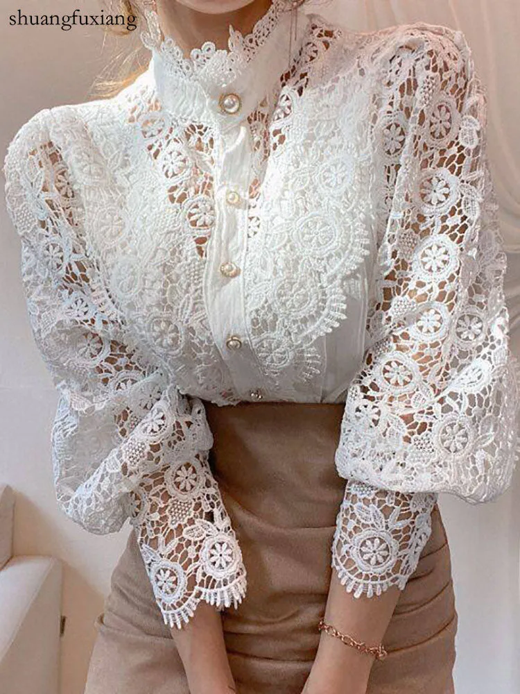 Lace Patchwork Long Sleeve Shirt