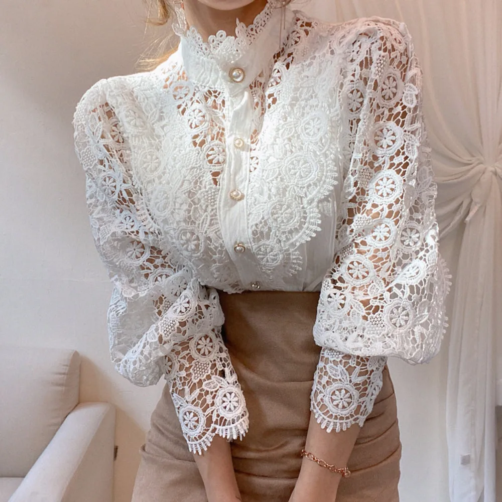 Lace Patchwork Long Sleeve Shirt