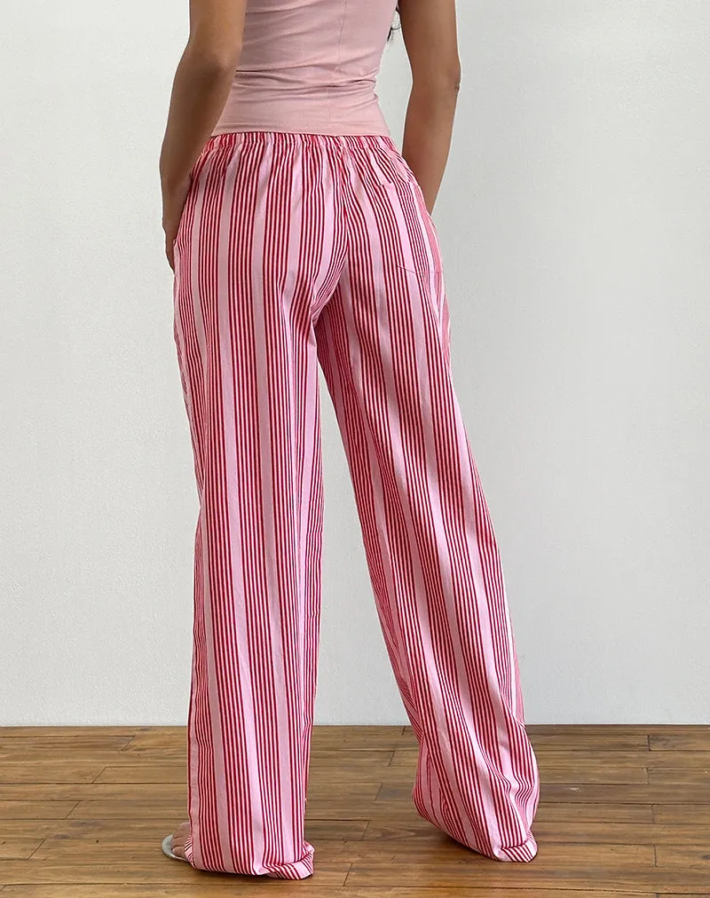 Lirura Trouser in Vertical Red Stripe