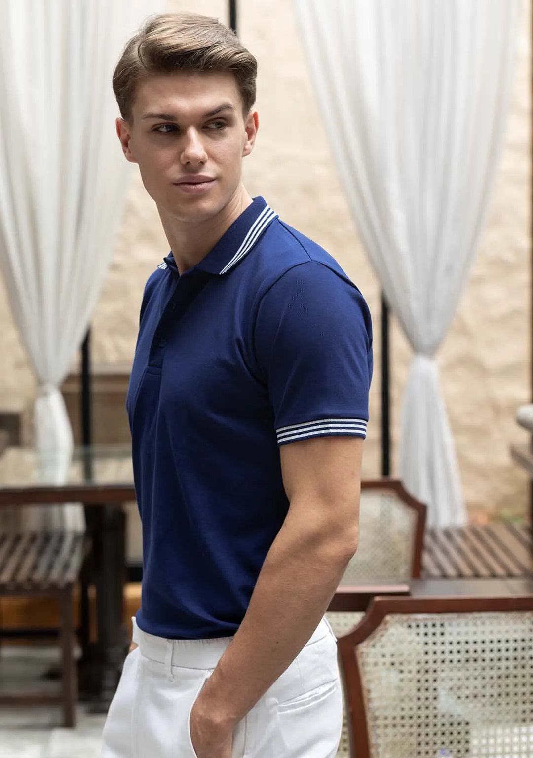 Luxury Polo in Blue Nautical