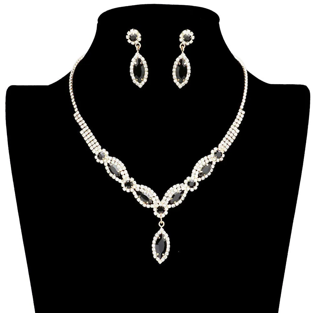 Marquise Stone Accented Rhinestone Necklace