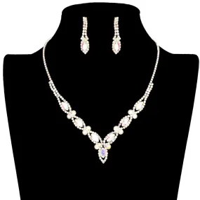 Marquise Stone Accented Rhinestone Necklace