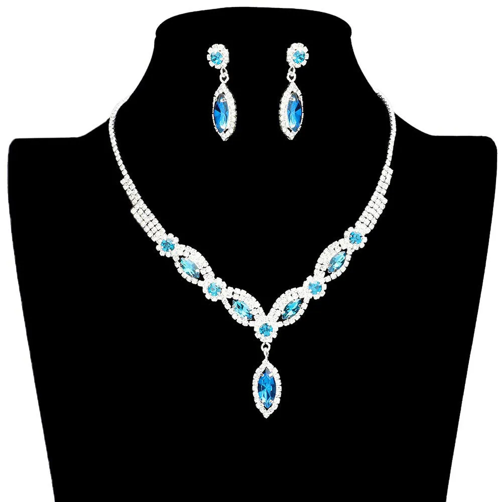 Marquise Stone Accented Rhinestone Necklace