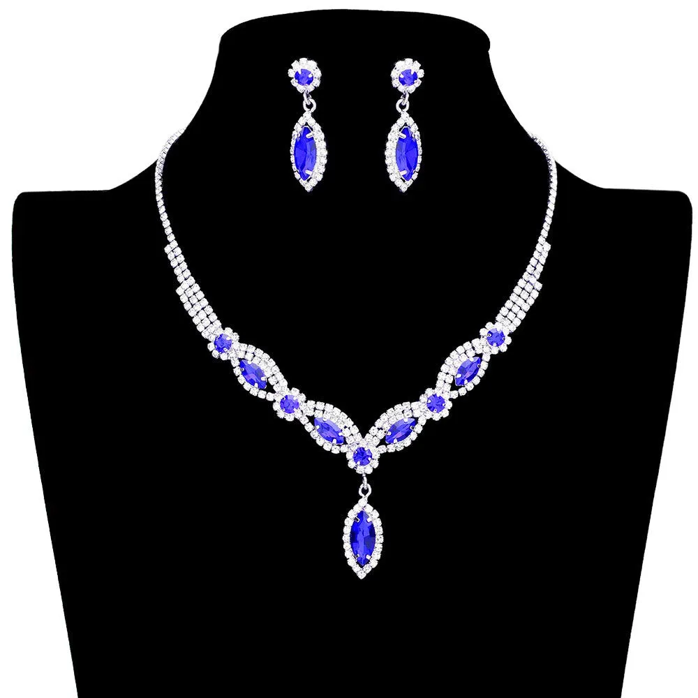 Marquise Stone Accented Rhinestone Necklace