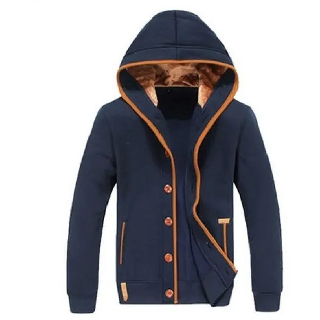 Mens Fleece Button-Up Winter Jacket