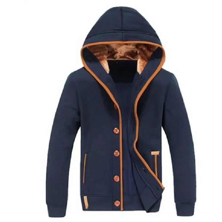 Mens Fleece Button-Up Winter Jacket