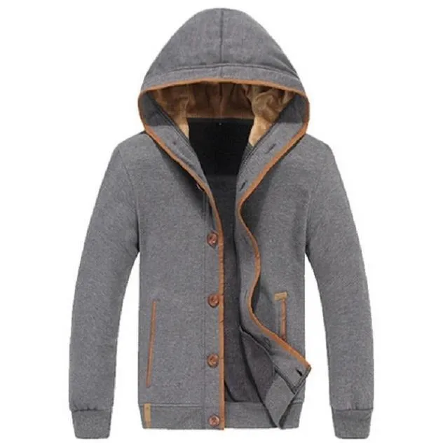 Mens Fleece Button-Up Winter Jacket