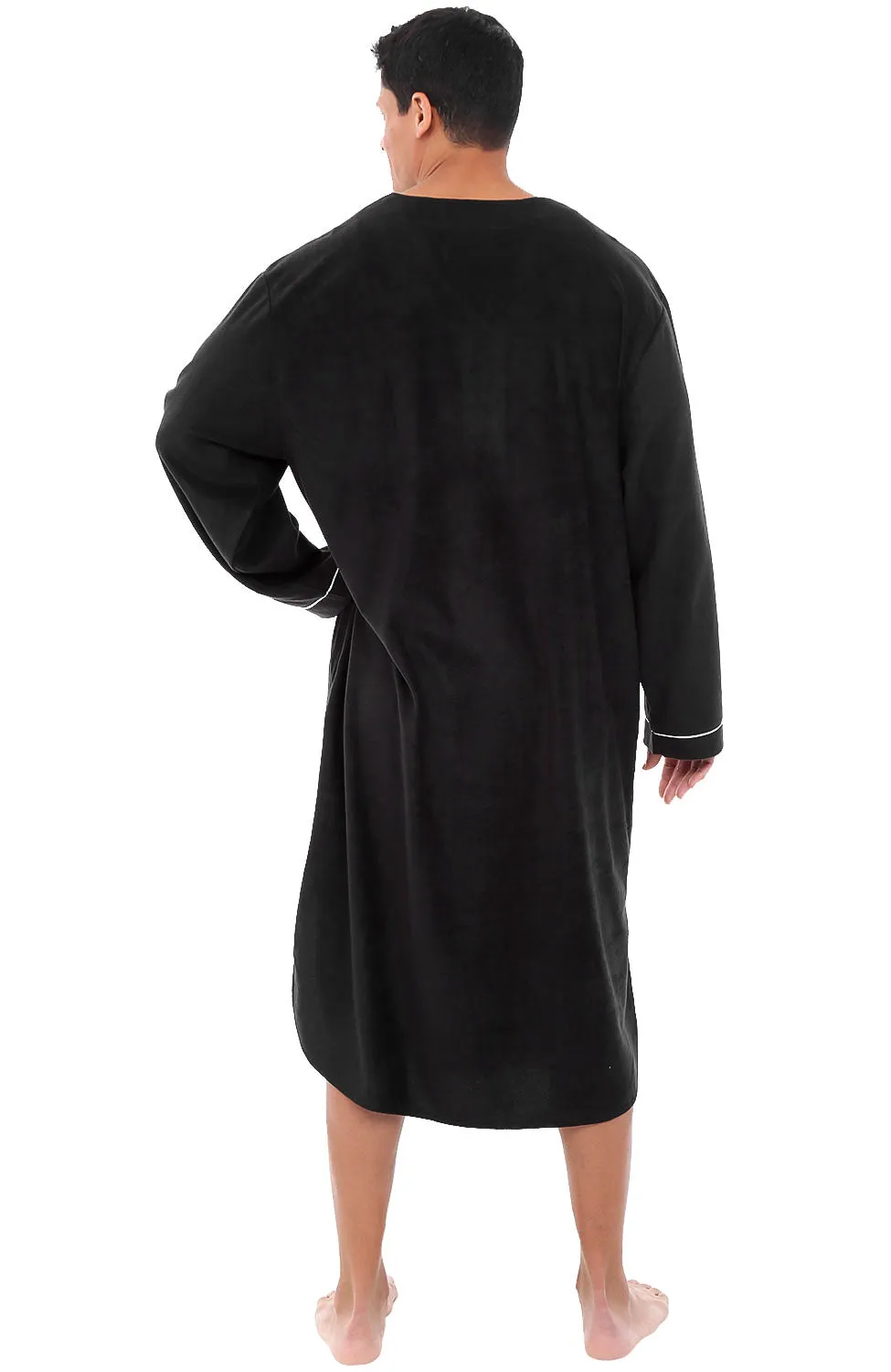 Men's Plush Sleep Shirt, Fleece Nightshirt Pajamas Shirt