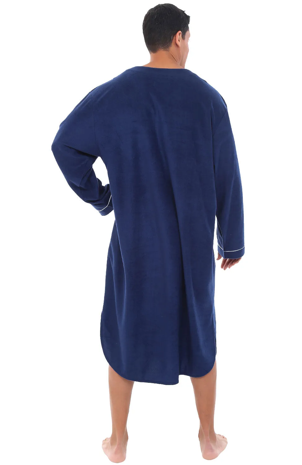 Men's Plush Sleep Shirt, Fleece Nightshirt Pajamas Shirt