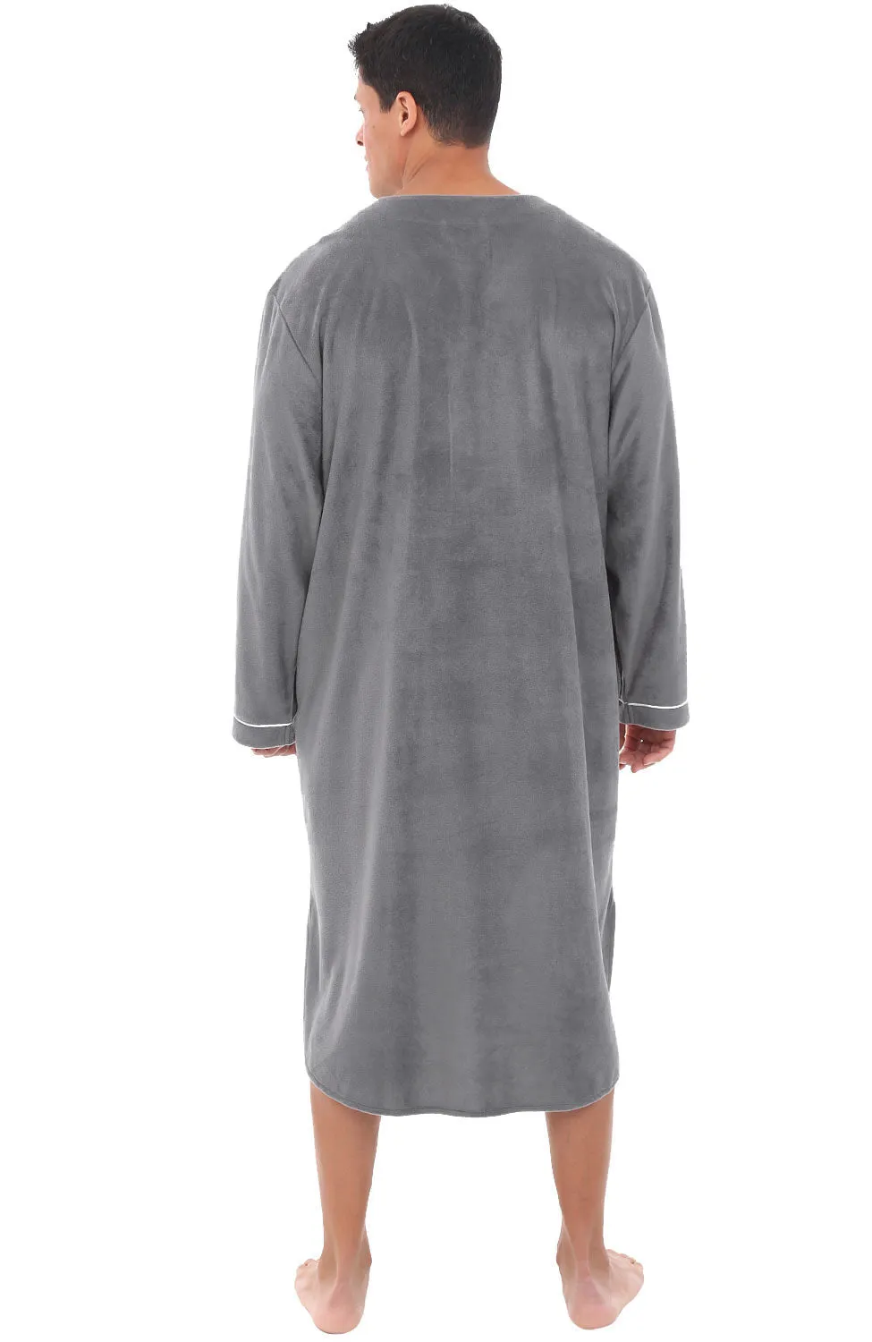 Men's Plush Sleep Shirt, Fleece Nightshirt Pajamas Shirt