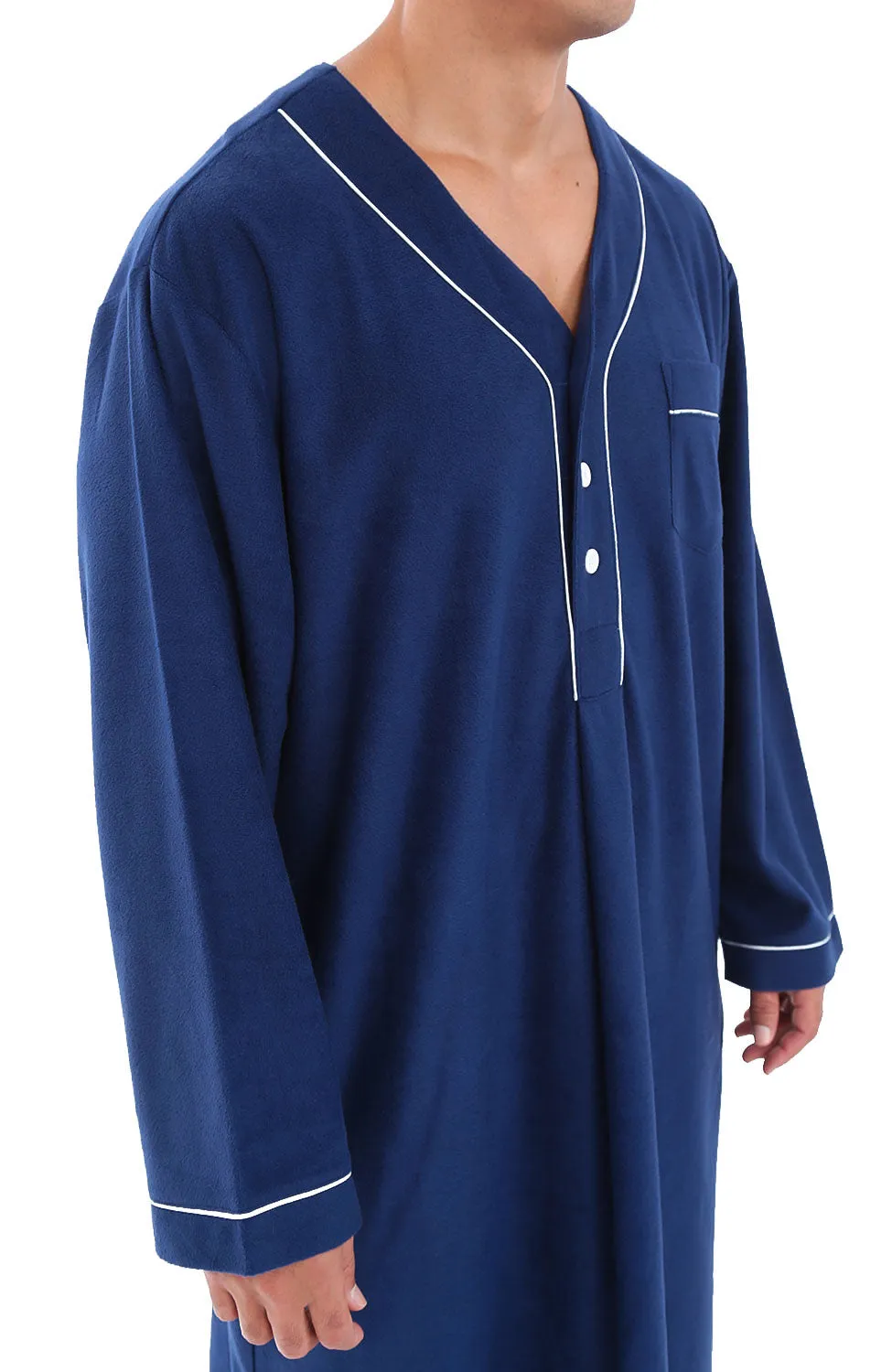 Men's Plush Sleep Shirt, Fleece Nightshirt Pajamas Shirt