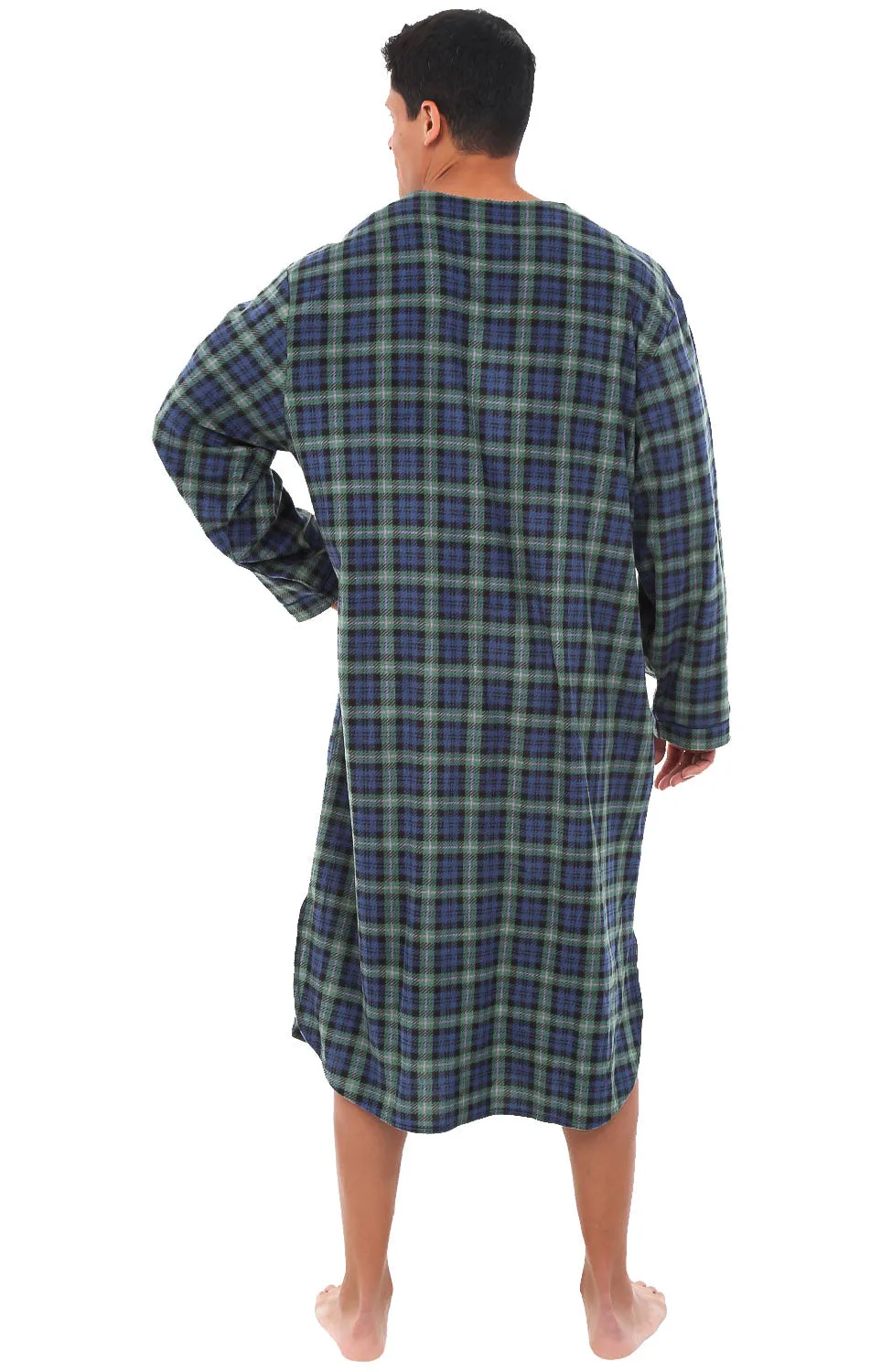 Men's Plush Sleep Shirt, Fleece Nightshirt Pajamas Shirt