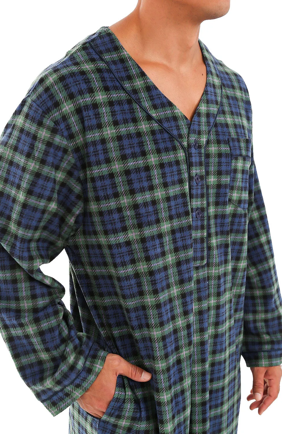 Men's Plush Sleep Shirt, Fleece Nightshirt Pajamas Shirt