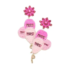 Miss To Mrs Message Felt Back Beaded Triple Balloon Earrings