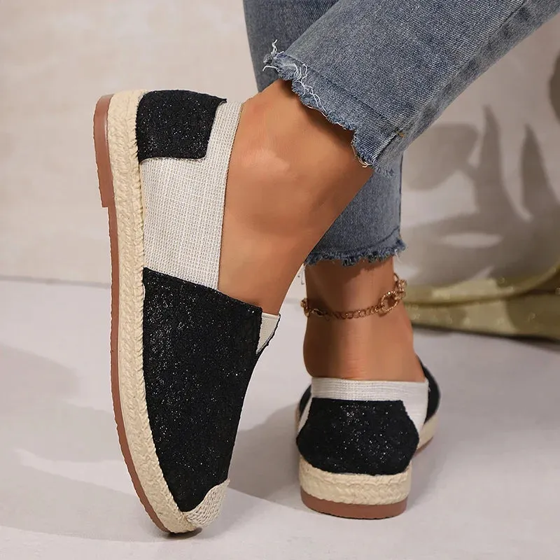 Mixed Color Women's Flats Autumn Patchwork Bling Soft Sole Casual Shoes Women Light Non-Slip Flat Heels Espadrilles Shoes Woman