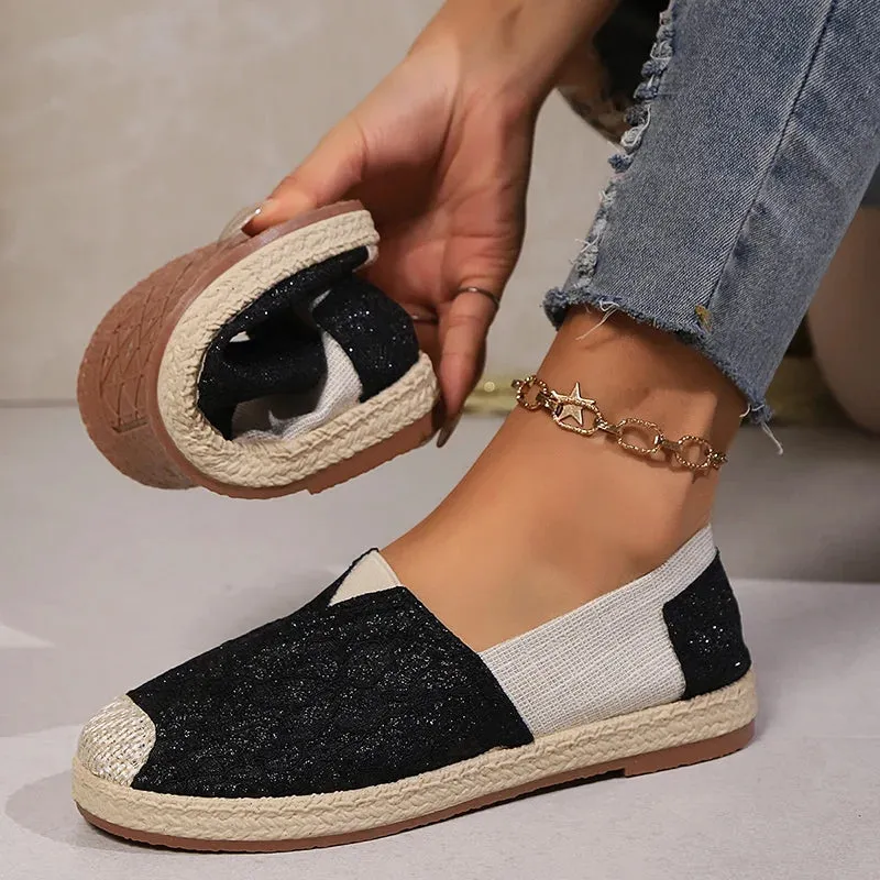 Mixed Color Women's Flats Autumn Patchwork Bling Soft Sole Casual Shoes Women Light Non-Slip Flat Heels Espadrilles Shoes Woman