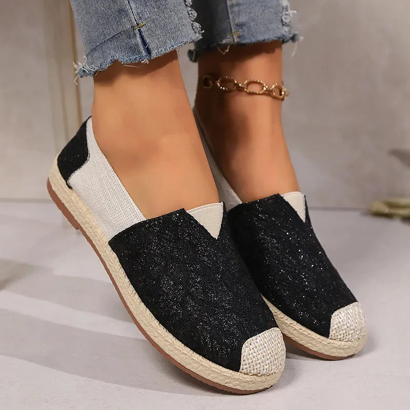 Mixed Color Women's Flats Autumn Patchwork Bling Soft Sole Casual Shoes Women Light Non-Slip Flat Heels Espadrilles Shoes Woman