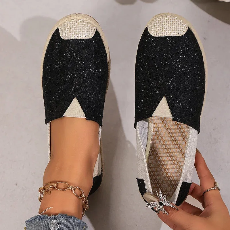 Mixed Color Women's Flats Autumn Patchwork Bling Soft Sole Casual Shoes Women Light Non-Slip Flat Heels Espadrilles Shoes Woman