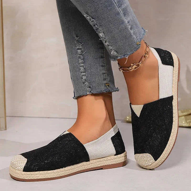 Mixed Color Women's Flats Autumn Patchwork Bling Soft Sole Casual Shoes Women Light Non-Slip Flat Heels Espadrilles Shoes Woman